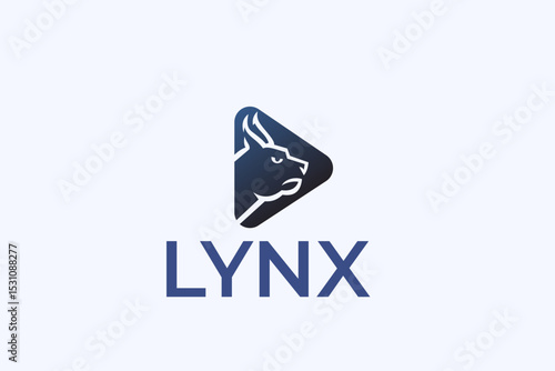 This logo is modern in style with a combination of the lynx head shape in the play or media symbol.