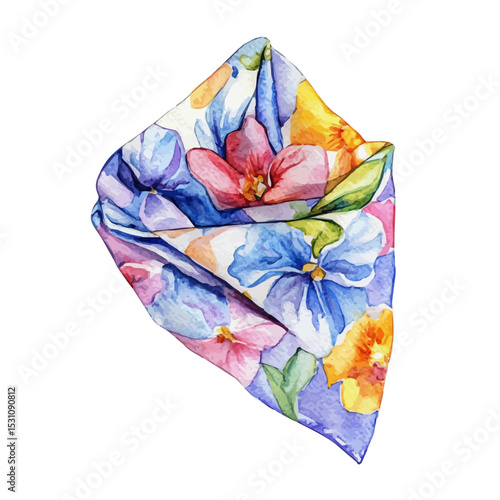 Pocket Square, watercolor vector, isolated on a white background.