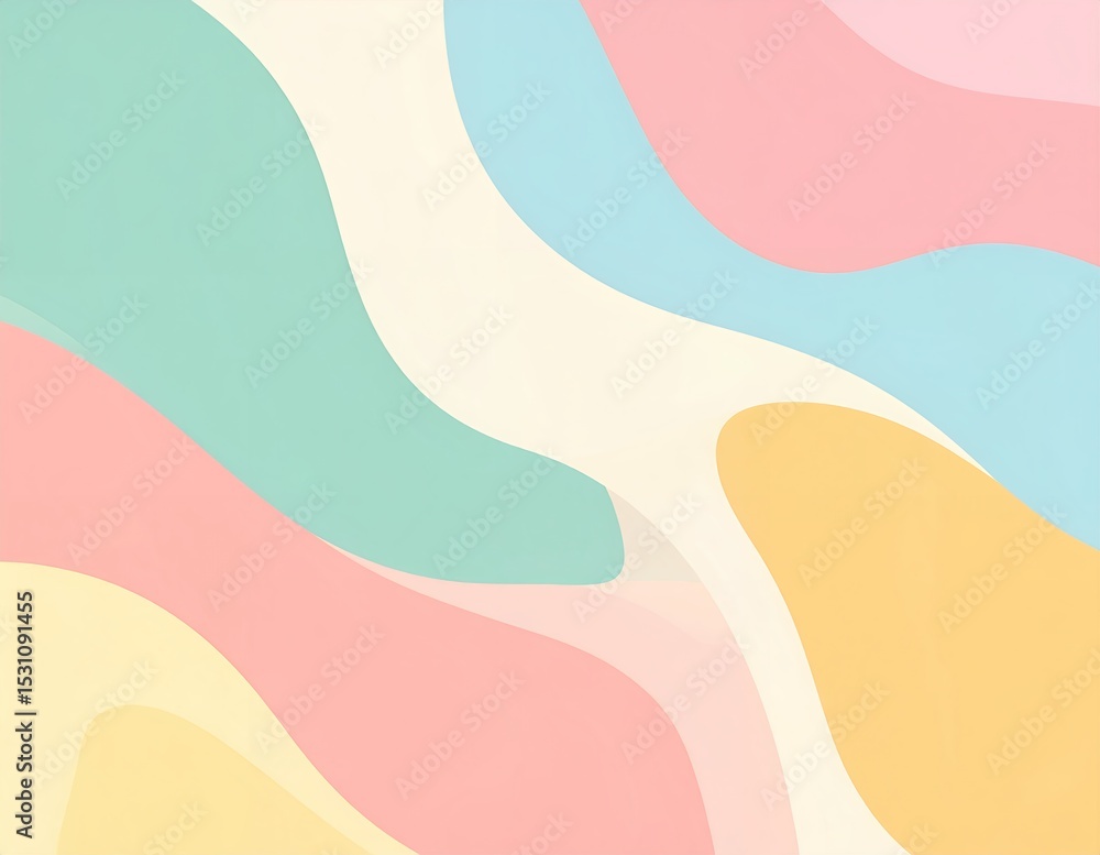 Fototapeta premium Abstract colorful background with fluid organic shapes, soft pastel gradients
