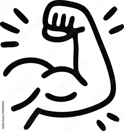 Flat Icon of Flexed Human Arm Highlighting Muscular System
