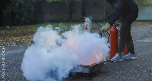 corporate safety - exercise during a firefighting course