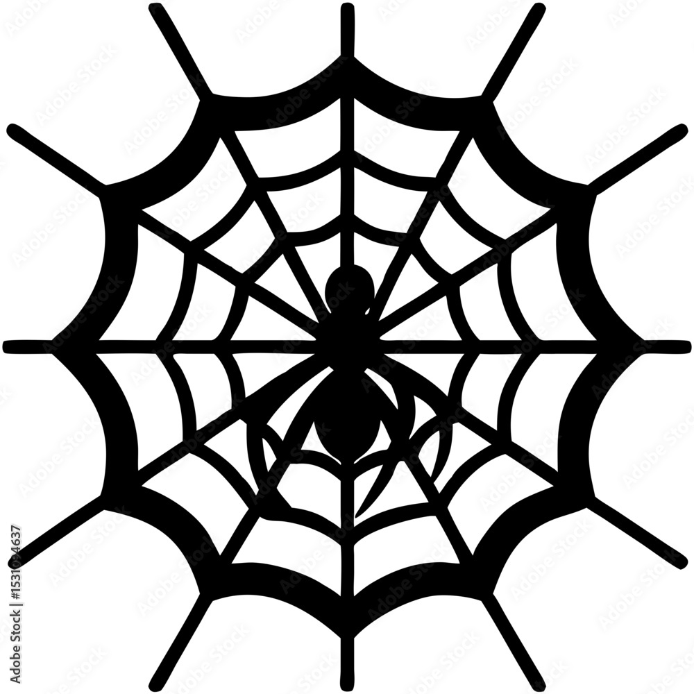Obraz premium Spider Web Element – Flat Silhouette for Spooky Designs