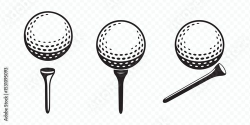 Golf Ball and Tee Vector Set