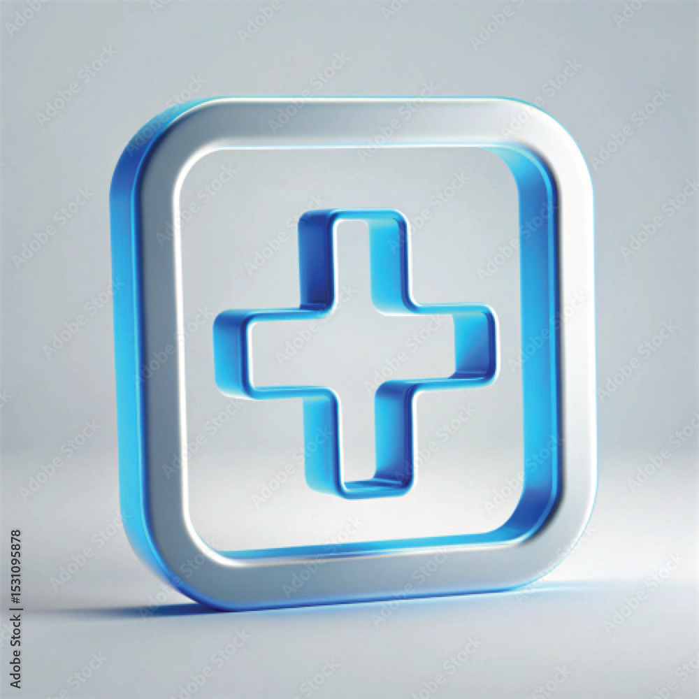 Obraz premium 3D Blue Transparent First Aid Box Symbol