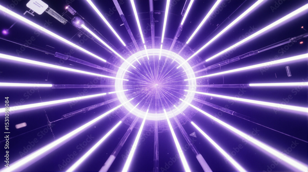 Naklejka premium Lighted tunnel with surveillance camera