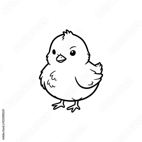 Lined Icon of Chick Centered with Raised Eyebrow Expression