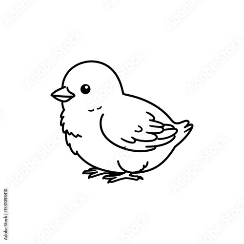 Lined Icon of Crouched Chick Resting with Wings Outward