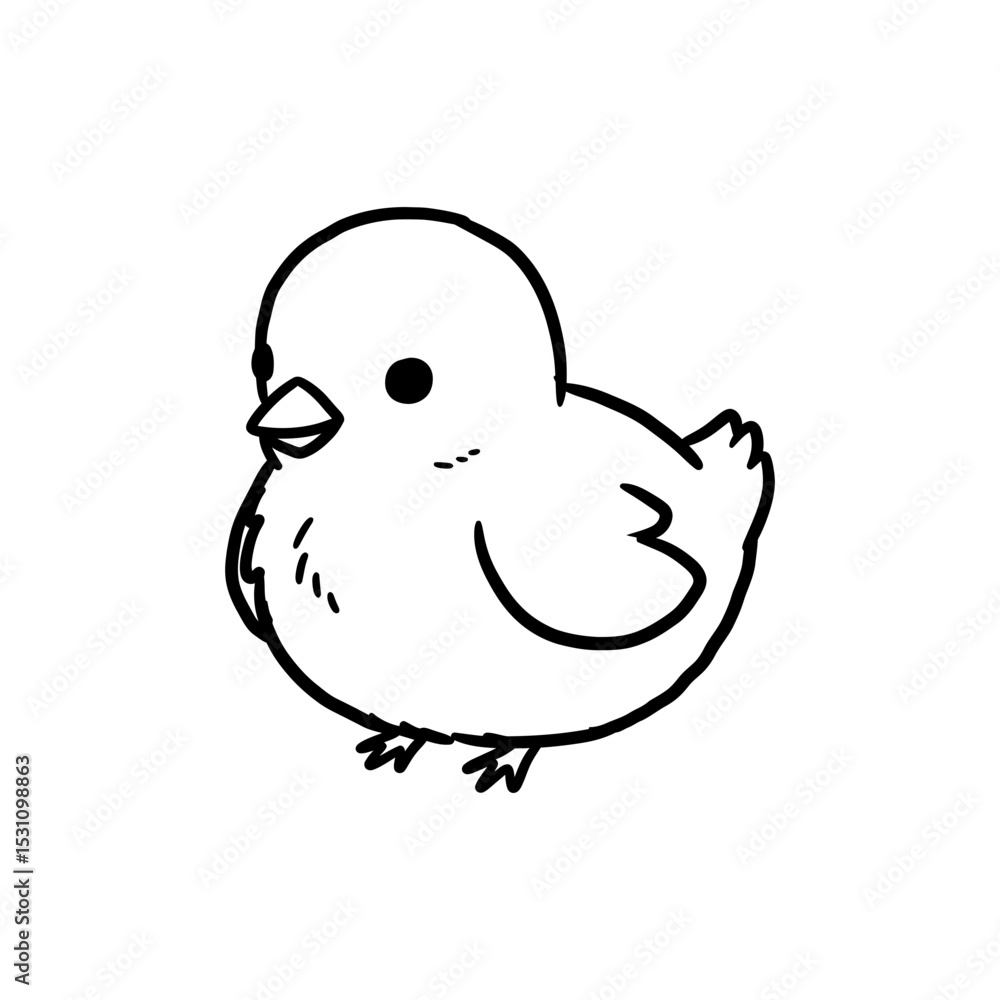 Lined Icon of Chick with Tilted Head and Feet Close Together Lined Icon of Chick with Tilted Head and Feet Close Together
