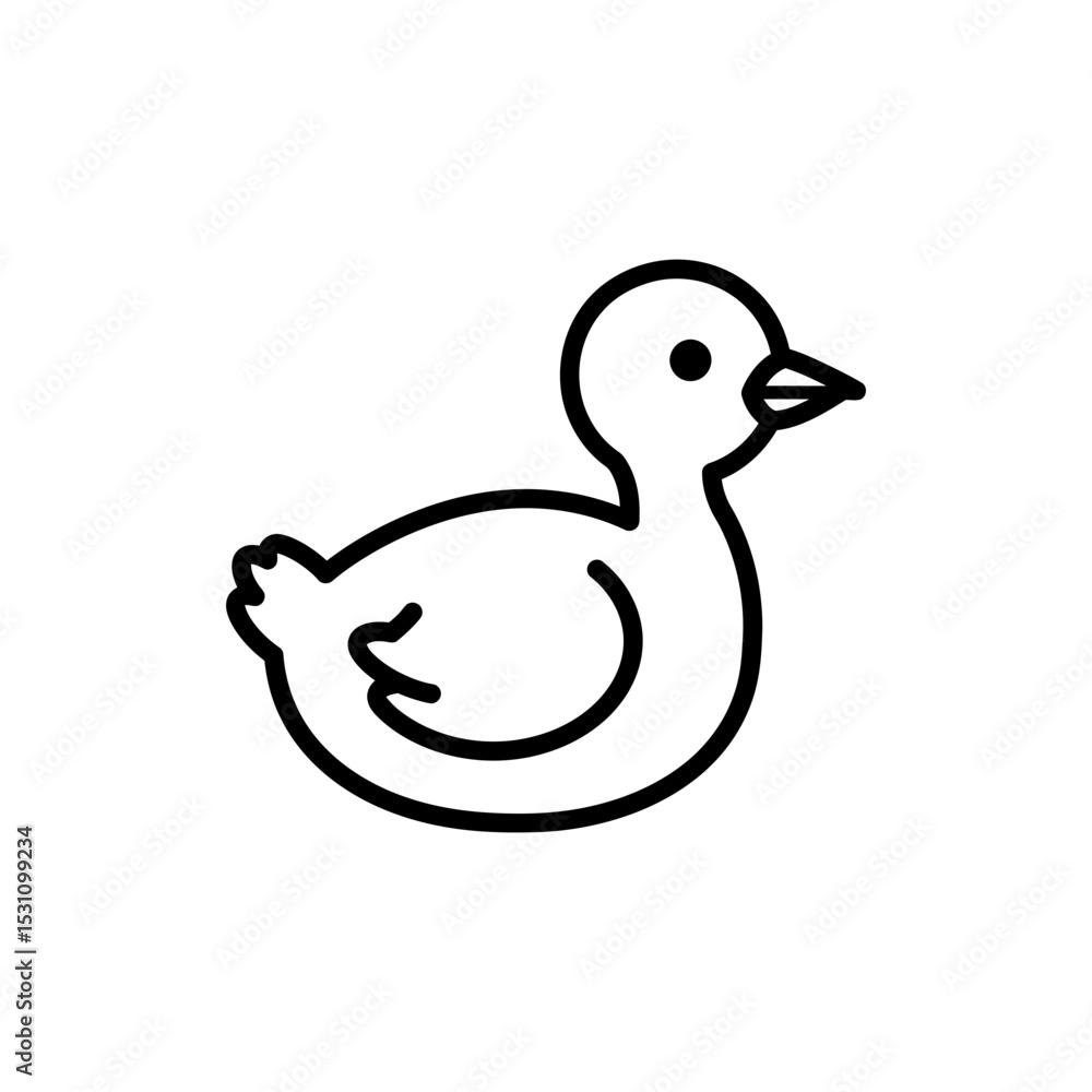 Lined Icon of Baby Bird with Short Beak and Long Neck Lined Icon of Baby Bird with Short Beak and Long Neck
