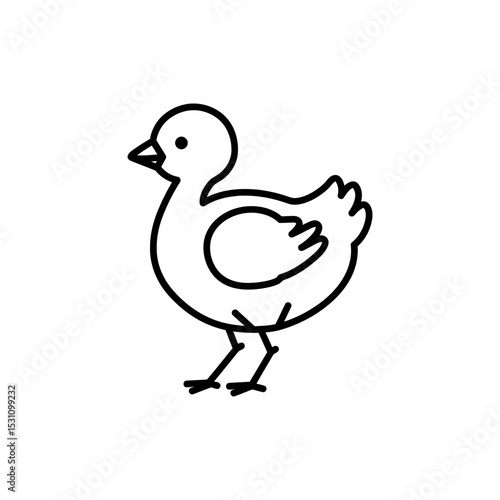 Lined Icon of Baby Bird with Short Neck and Long Legs in Early Pose