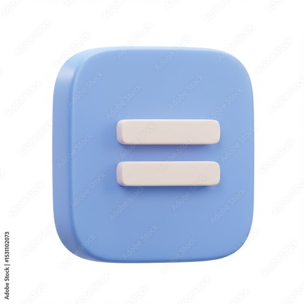 3d rounded square equal sign icon isolated on white background 3d rounded square equal sign icon isolated on white background