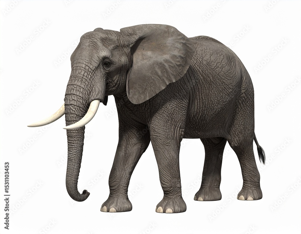 3D Render of a Elephant Isolated on White Background 3D Render of a Elephant Isolated on White Background