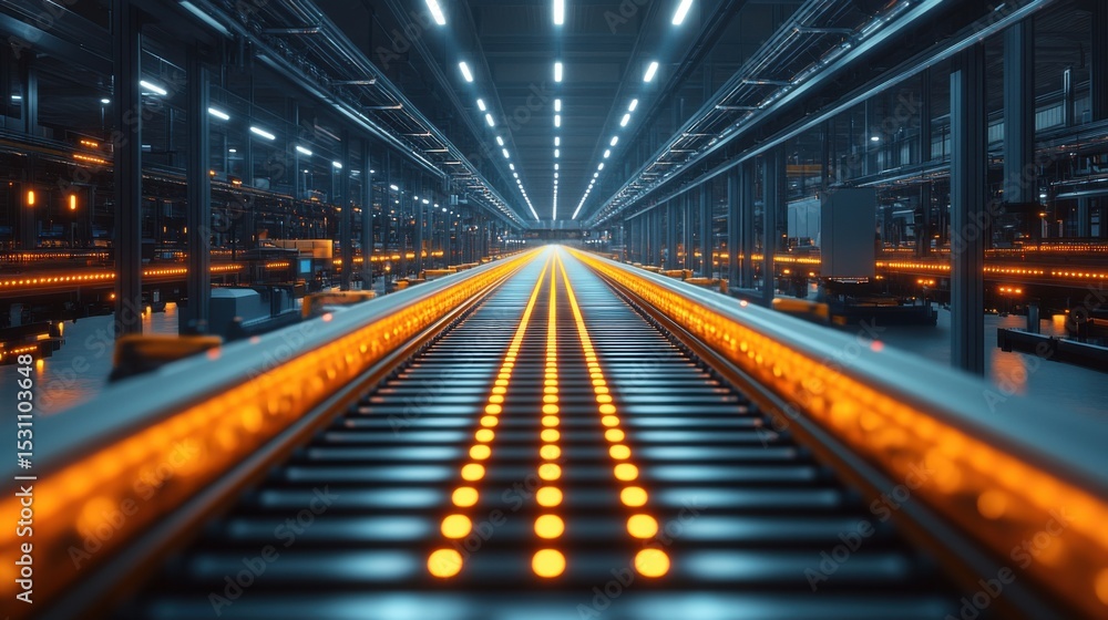 Conveyor Belt in Industrial Interior Conveyor Belt in Industrial Interior