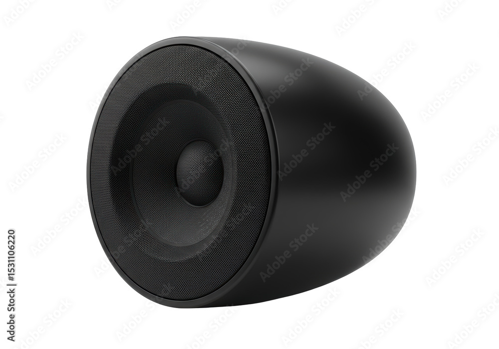 Isolated Sleek Black Speaker with Mesh Cover Isolated Sleek Black Speaker with Mesh Cover