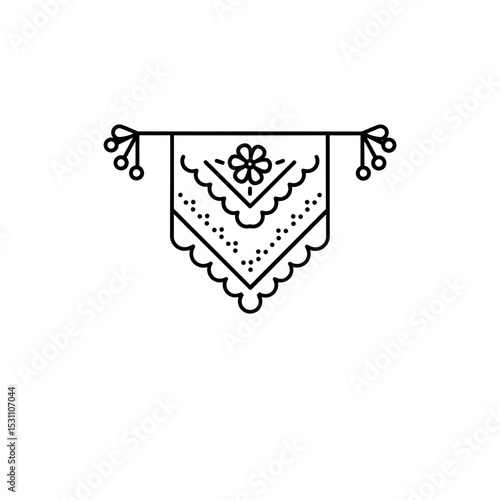 Embroidered handkerchief line icon