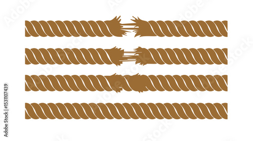 illustration of the process of a broken rope on a white background