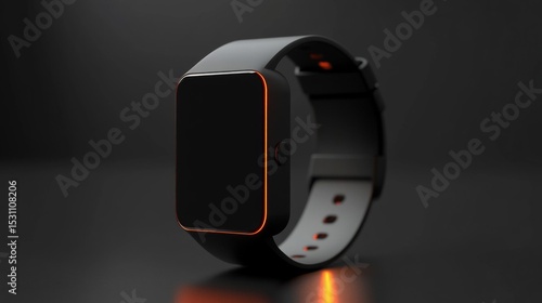 Black Smartwatch with Orange Glow on Dark Background