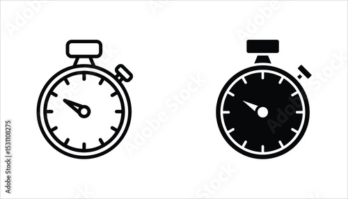 Stopwatch icon set. Symbol in Line Art Style for Design, Presentation, Website or Apps Elements. Sport equipage symbol illustration. Vector illustration Isolated on white background.