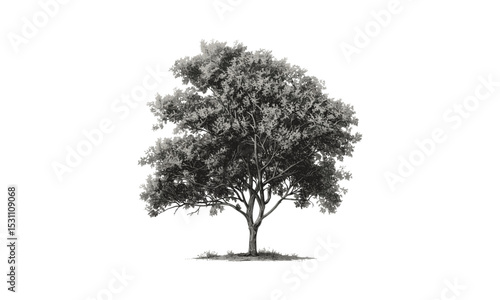 Robinia Pseudoacacia Tree Illustrations, vector illustration, botanical art, forest plants, nature design, green foliage, flowering tree, environmental graphics, garden elements.