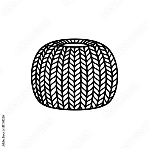 Chunky knit pouf with soft texture line icon