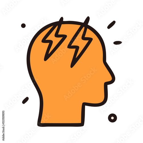 Head with three lightning bolts inside – symbolizing speed, power, and electricity. Ideal for technology or energyrelated designs and branding.