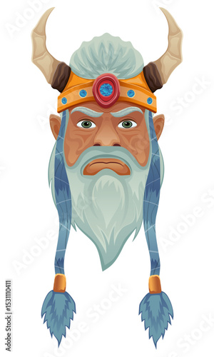 ancient fantasy magic shaman healer man character cartoon vector illustration isolated on white background