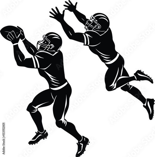 American football man and woman players silhouettes vector illustration 