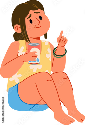 Girl Relaxing with Soda Can