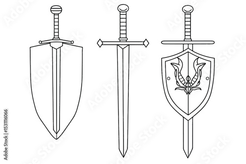 Sword and Shield Icon. Medieval armory and weapons concept vector.