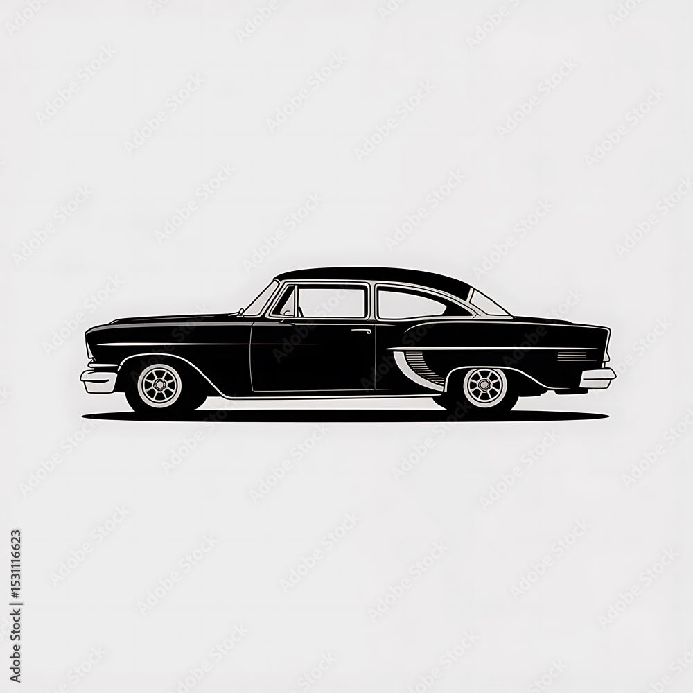 Fototapeta premium Classic black coupe isolated on white background