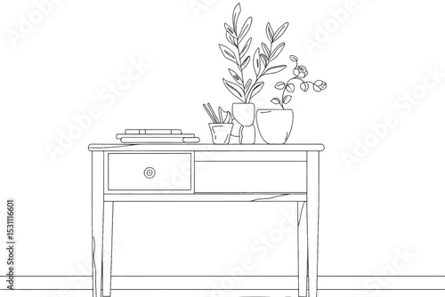 Sketch of a room with a vertical poster between a bookcase, a cozy armchair with a lamp. Front view. 3d render