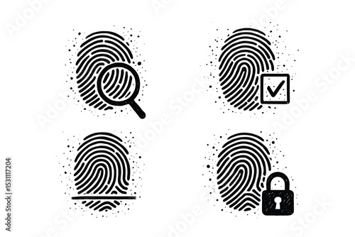 Security vector fingerprint illustration featuring identification and authentication methods.