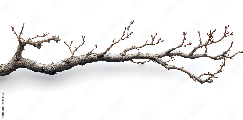 Obraz premium Isolated Bare Tree Branch on White Background\