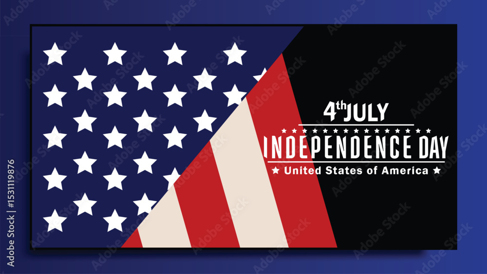 Fototapeta premium Happy 4th of July US Independence Day greeting background design with American national flag and space for text.vector illustration