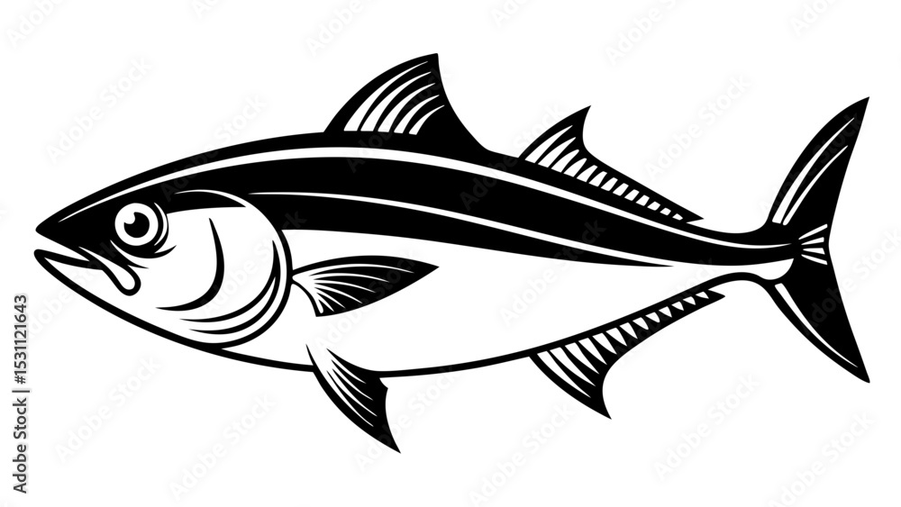 Obraz premium Minimalist fish logo, transparent background
