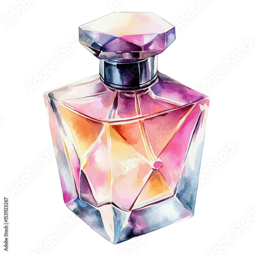 watercolor of Perfume, vector, isolated on a white background.