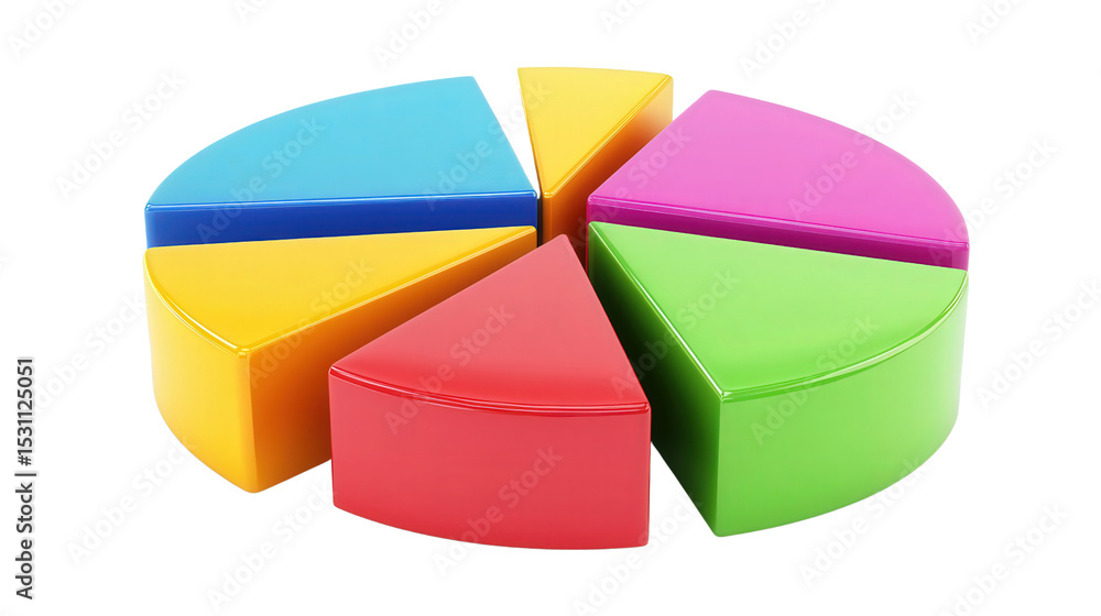 Obraz premium Fraction learning pie chart set, Transparent background, PNG file