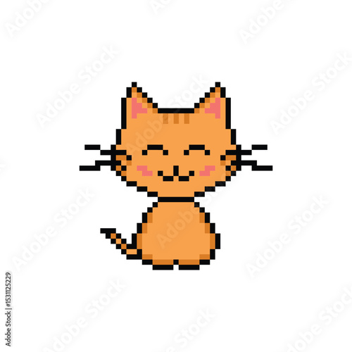 cat pixel art icon vector animal for  8 bit game 