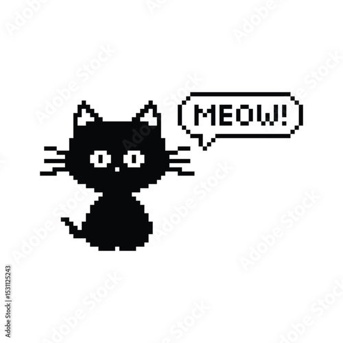 cat pixel art icon vector animal for  8 bit game 
