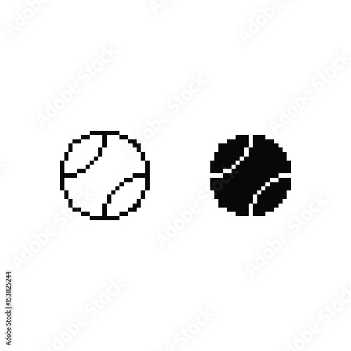 ball icon 8 bit, pixel art tennis ball 8-bit icon for game  logo. 