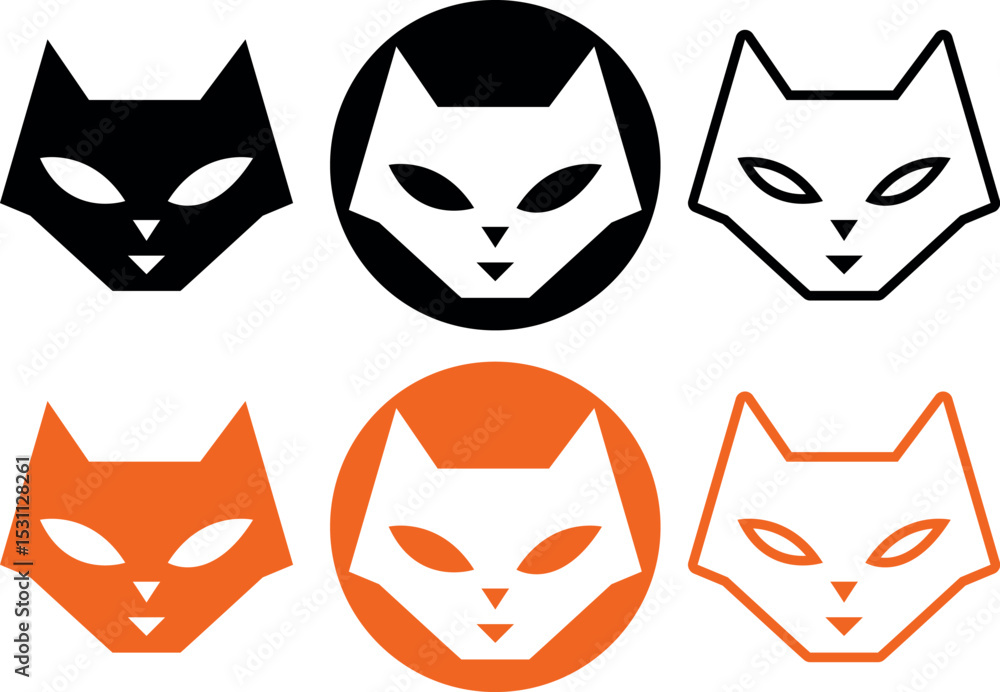 CAT FACE AS ICON FOR HALLOWEEN CAT FACE AS ICON FOR HALLOWEEN