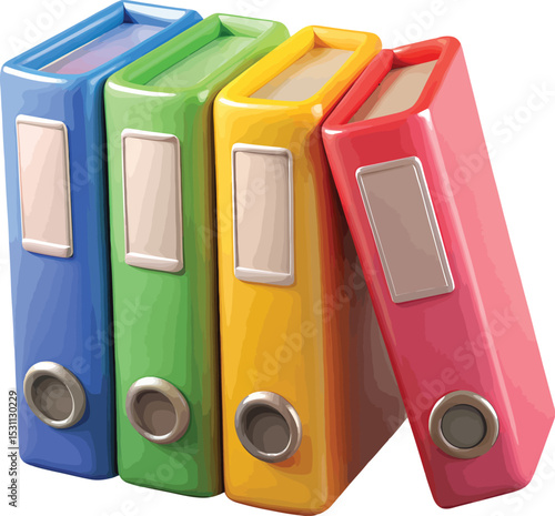 Four Colorful File Folders Stacked Together, Representing Organization and Efficiency