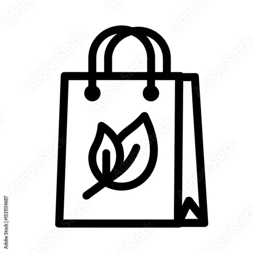 Reusable shopping bag with leaf emblem. Concept of eco-friendly consumption and sustainable lifestyle