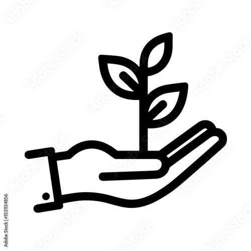 Hand holding sprout in minimal style. Concept of nurturing growth and environmental care
