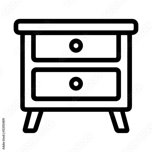 Two-drawer nightstand in modern style. Perfect for home decor apps - furniture posters and product cards