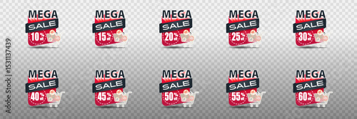 Set of sale discounts, percent icons, stickers, price. Vector 
illustration