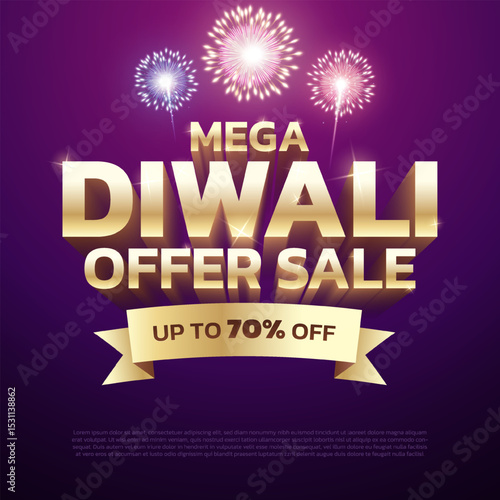 Mega Diwali Offer Sale Discount Poster Design. Premium Luxury Advertising Logo label Design vector layered. Diwali Sale Label Design Template Vector Layered illustration.