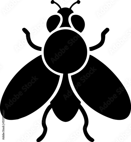 Black Fly Silhouette Vector Isolated on Transparent Background