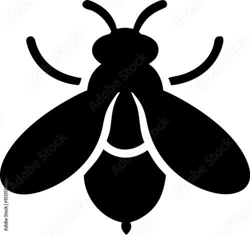Black Fly Silhouette Vector Isolated on Transparent Background