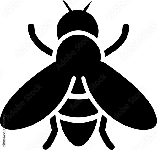 Black Fly Silhouette Vector Isolated on Transparent Background